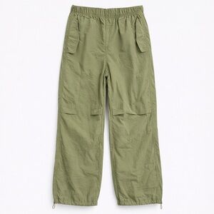 Love Tree Olive Green parachute Pants Wide Leg Jogger Convertible Hem Size M